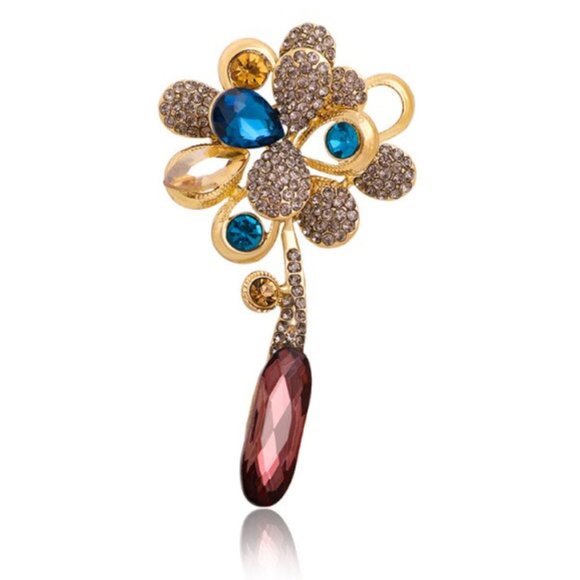 Large Love Crystal Flower Brooch / Necklace Pendant - Picture 10 of 11